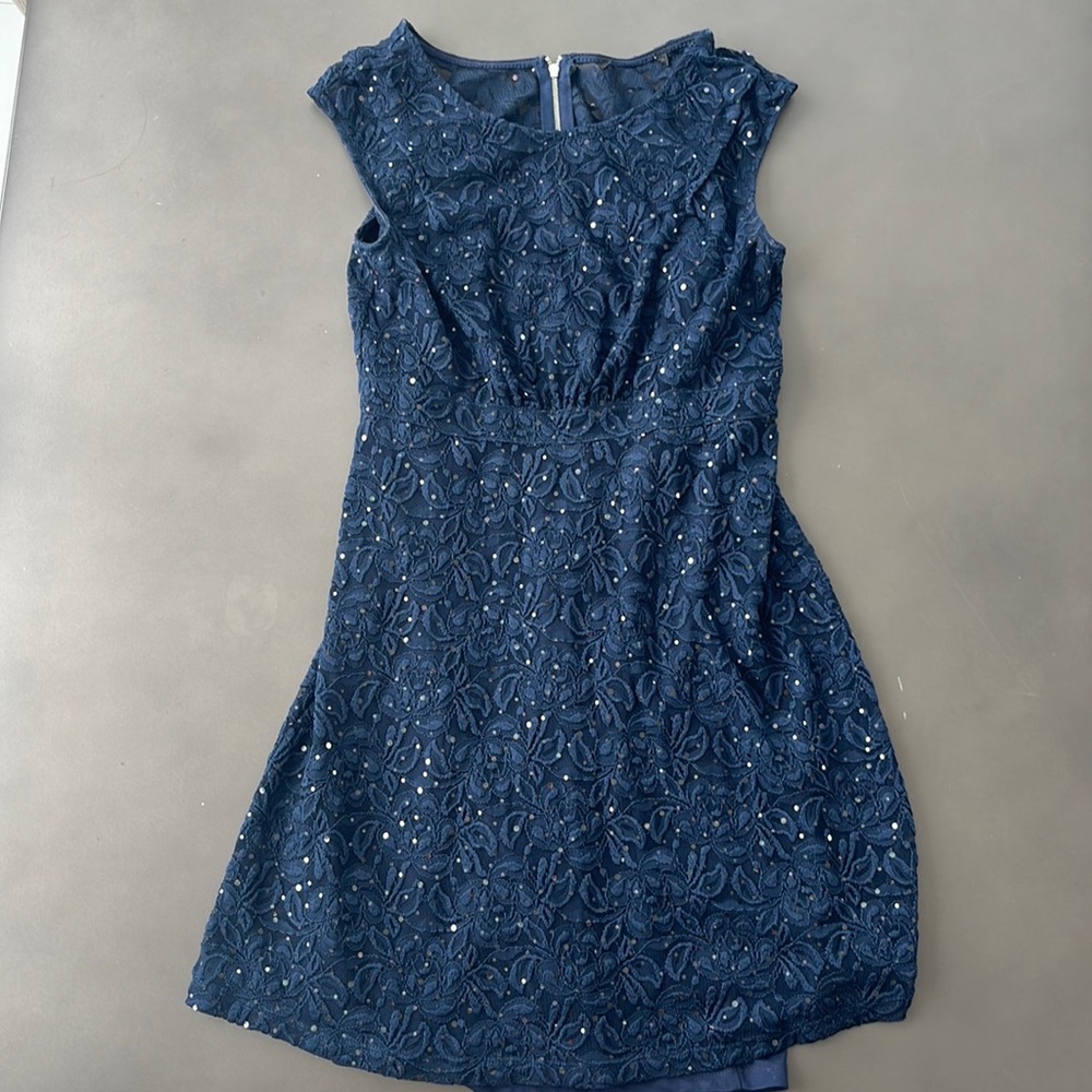 INC dress with underdress blue with sequins